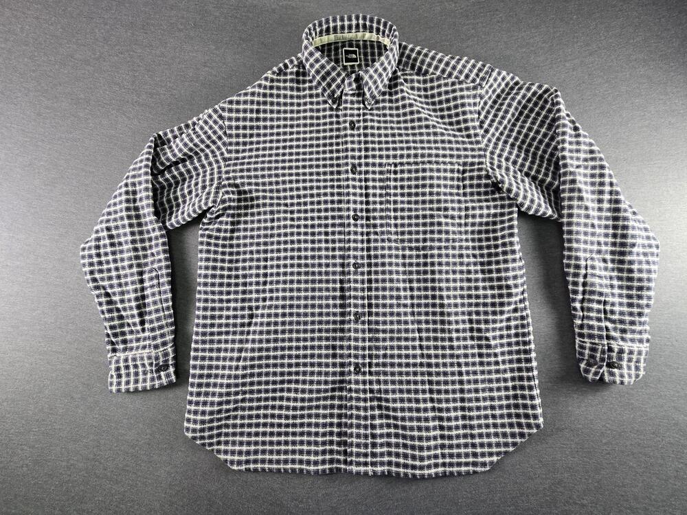 The North Face Shirt Mens Large Blue Check Long Sleeve Flannel Button Up Casual